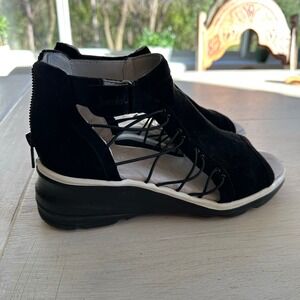 Jambu Naomi Black Suede Lace Up Wedge Gladiator Sandals Women's 7.5M